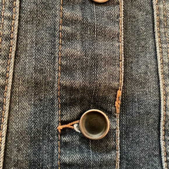 Contrast Womens Blue Denim Jean Jacket Button Closer Size Small - Picture 3 of 12